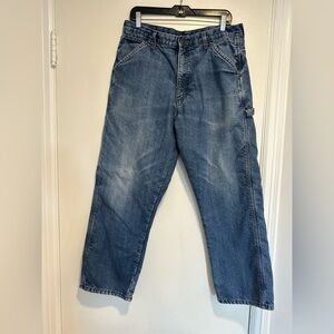 Wrangler Fleece Lined. medium wash. Thermal Cargo Carpenter Workwear Jeans.